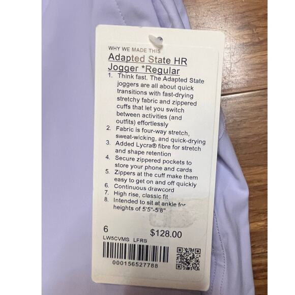 Lululemon Adapted State HR Jogger Regular 28" Lavender Frost Size 6 - Picture 3 of 8